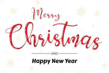 Merry Christmas and Happy New Year typography greeting card with red and white color background