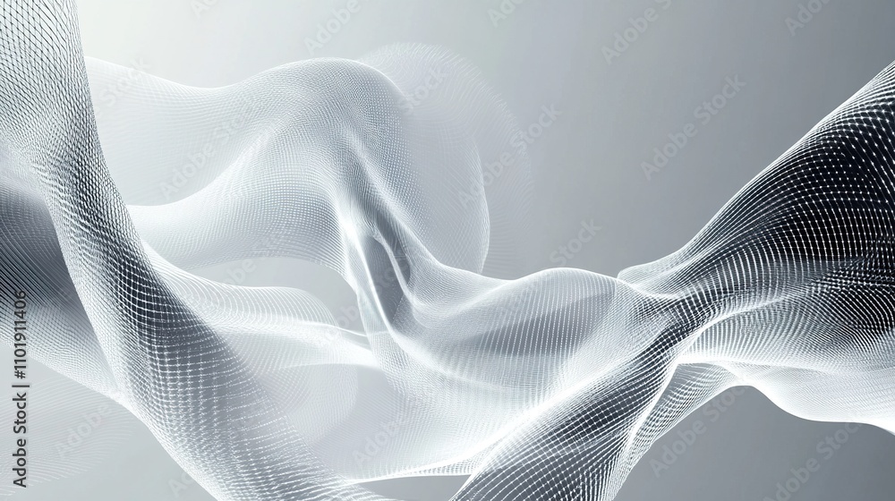Fototapete abstract dynamic technology network illustration in soft gray tones