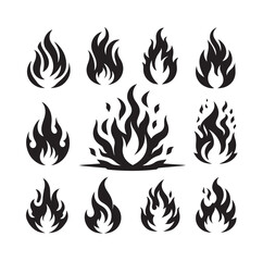 Fire flame silhouette vector illustration 