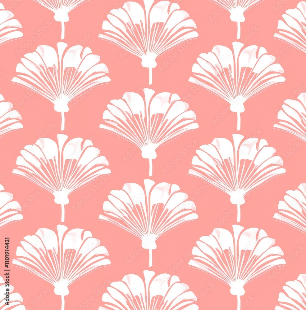 Poster art deco sea shell texture pattern background with seamless design