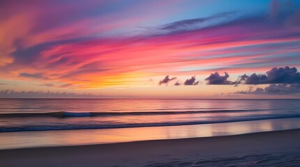 Closeup sea sand beach. Panoramic beach landscape. Inspire tropical beach seascape horizon. Orange and golden sunset sky calmness tranquil relaxing sunlight summer mood. Vacation travel holiday banner