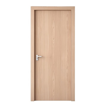 wood door isolated on transparent background cutout