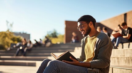 Students engaged in learning modern amphitheater educational environment bright daylight casual viewpoint collaborative learning experience