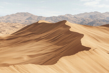 Fototapeta premium Majestic desert landscape showcasing undulating sand dunes