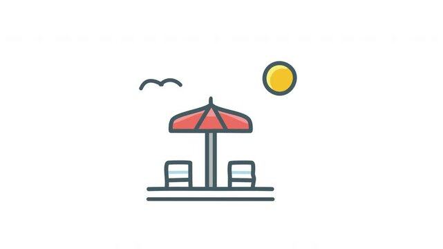 Vacation icon animation. 4K motion animation
