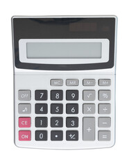 A silver calculator isolated on white with clipping path