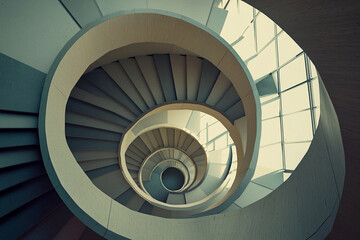 Spiral staircase design highlighting natural light and geometry
