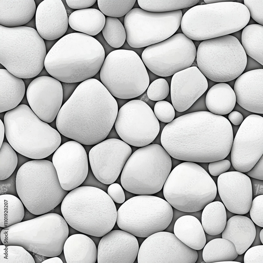 Poster sleek silhouettes of pebbles in a graphic print. a simple cobblestone texture that seamlessly repeat