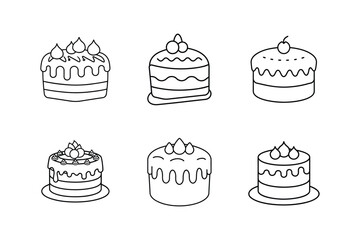 chocolate cake icon line art vector illustration cake outline design