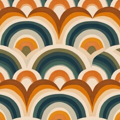 Colorful nostalgic background design featuring a retro seamless pattern with circles