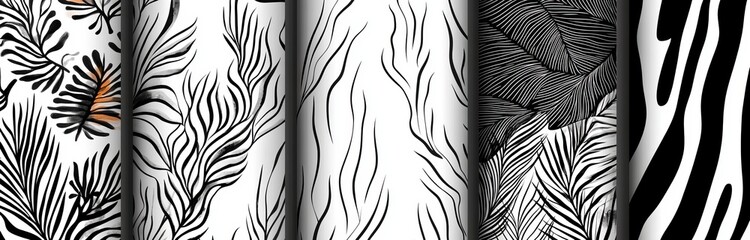 Collection of seamless art patterns featuring hand-drawn dots, circles, zigzags, ovals, and droplets isolated on a white background. Perfect for print, wallpaper, home decor, textiles, and package