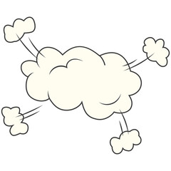 Speed cloud comic. Cartoon fast motion clouds vector set. Hand drawn comic doodles.