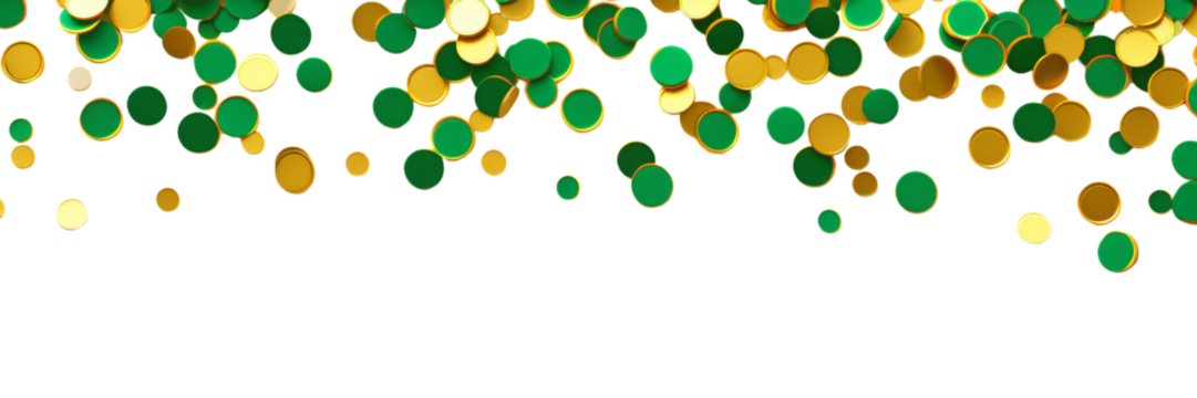 falling gold and green confetties isolated on transparent background cutout - Powered by Adobe