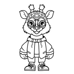 Mascot character design cartoon of giraffe outline