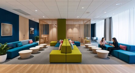 Spaces designed around modular furniture to adapt to multifunctional use