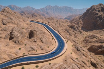 A 3D-rendered model of the Great Wall of China extending across detailed mountainous terrain