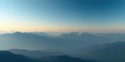 Obraz premium A peaceful mountain landscape with a gradual transition from dark to light blue sky, gradient sky, natural beauty