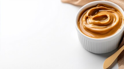 Delicious Creamy Peanut Butter in a White Bowl