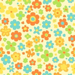 Cute floral pattern featuring small flowers. Seamless modern texture. Elegant template ideal for fashion prints. Features small pink and yellow flowers on a white background.