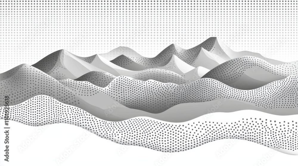 Poster Dot white and gray gradient pattern with a light texture background, featuring an abstract technology and big data digital design. 3D rendering..A light texture background adorned with a dot white