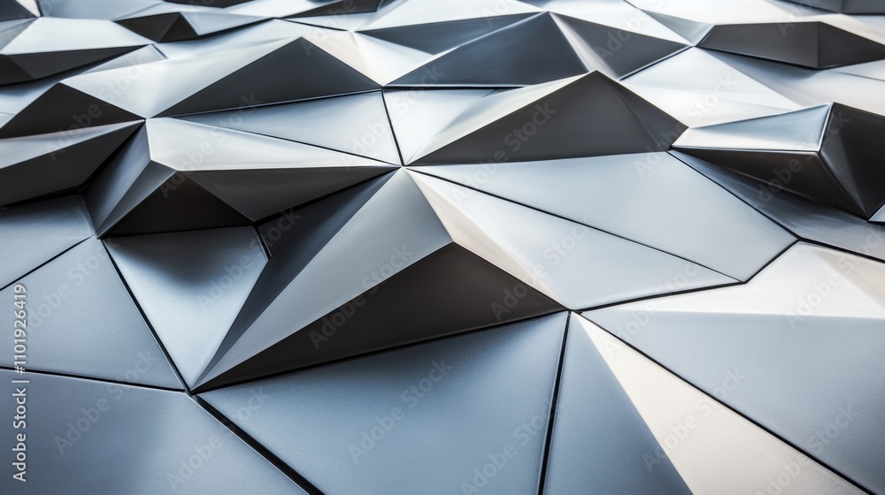 Aufkleber a 3d triangular wall background featuring tiles. it's a polished tile wallpaper with futuristic blac