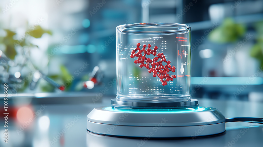 Aufkleber holographic dna analysis science lab digital data visualization modern environment close-up view per