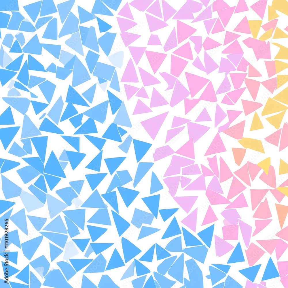 Poster modern illustration featuring a seamless abstract pattern composed of colorful triangles..a modern i