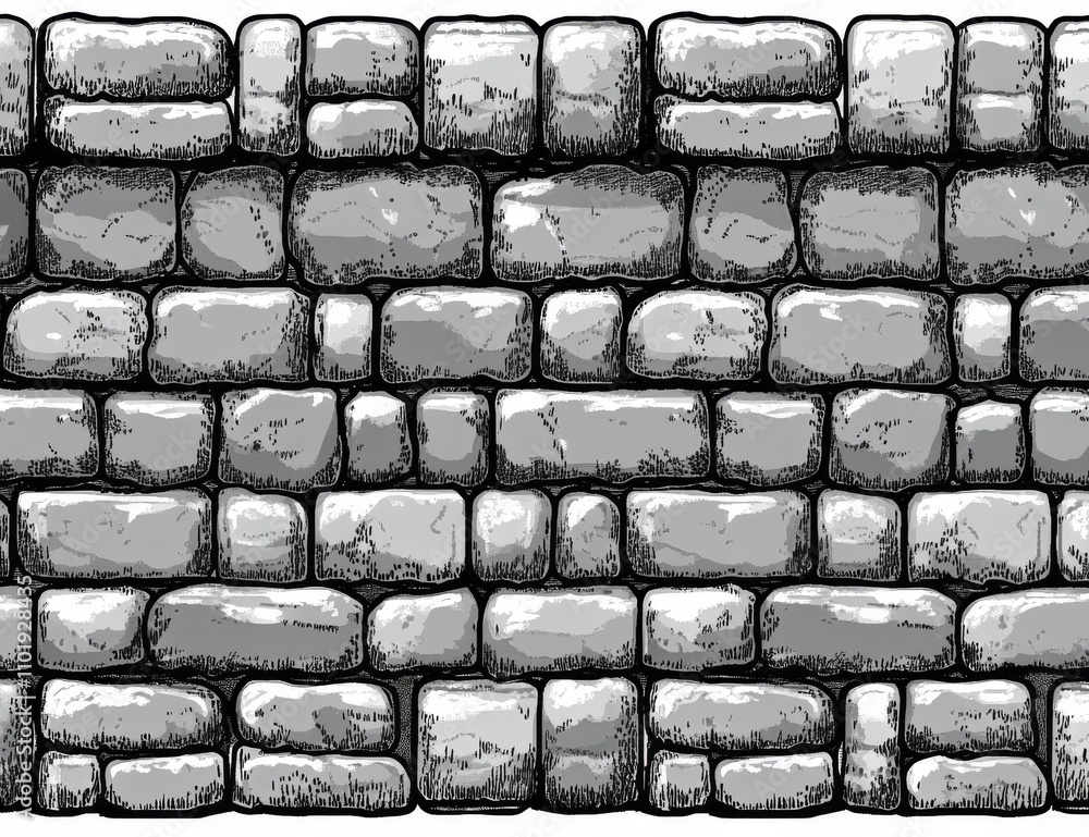 Poster architectural background with a seamless hatch pattern in stonework texture