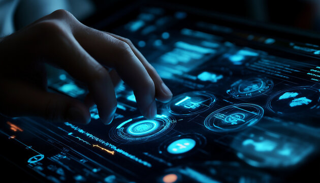 Medicine doctor hand with stethoscope working with icon medical treatment on virtual screen interface computer.