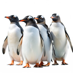 Gentoo penguins isolated on white background as transparent. PNG. AI GENERATED.