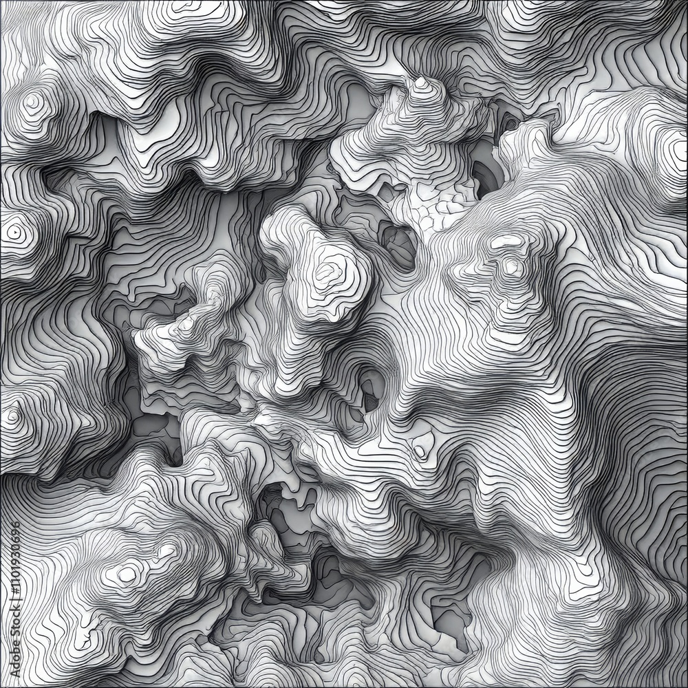 Poster black seamless weather map with topographic lines and contour background. .geographic pattern featur