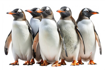 Obraz premium Gentoo penguins isolated on white background as transparent. PNG. AI GENERATED.
