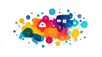 Obraz premium Abstract marketing and expresses communication, messages, social media background with icons