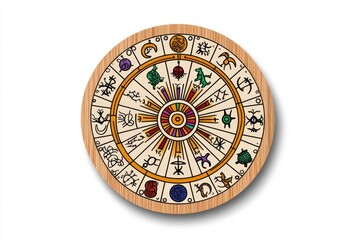 Obraz premium A minimalist astrological wheel with clean lines and simple zodiac symbols in black and white