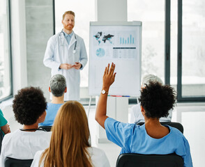 seminar business meeting doctor conference audience presentation education lecture hospital man...