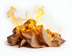 Fototapeta premium fire in a fireplace on white background