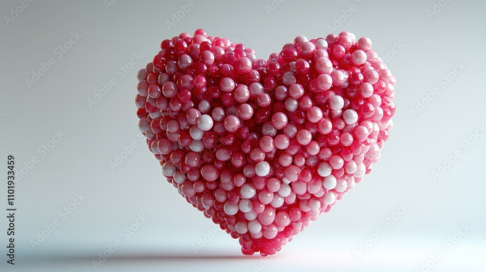 Poster colorful heart shape formed of spheres representing love, affection, and emotion with a soft backgro