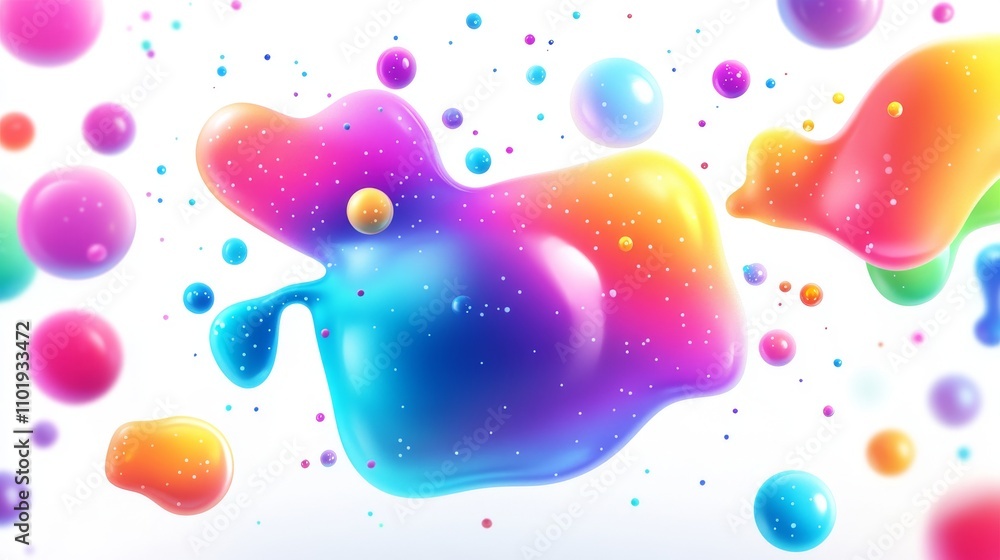 Poster memphis-style dots and doodles in an abstract, beautiful, and colorful seamless pattern