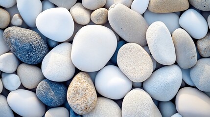 Smooth White and Gray Stones Beach Background Texture