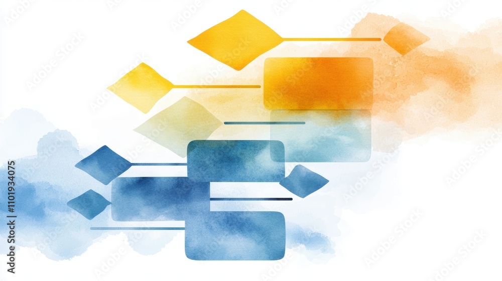 Poster colorful flowchart design with pastel transitions and hand-drawn style elements