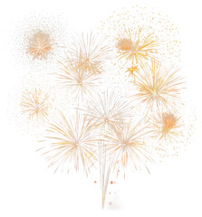 A gold fireworks celebration lighting up the night sky during a festive holiday event, PNG, isolated on transparent background