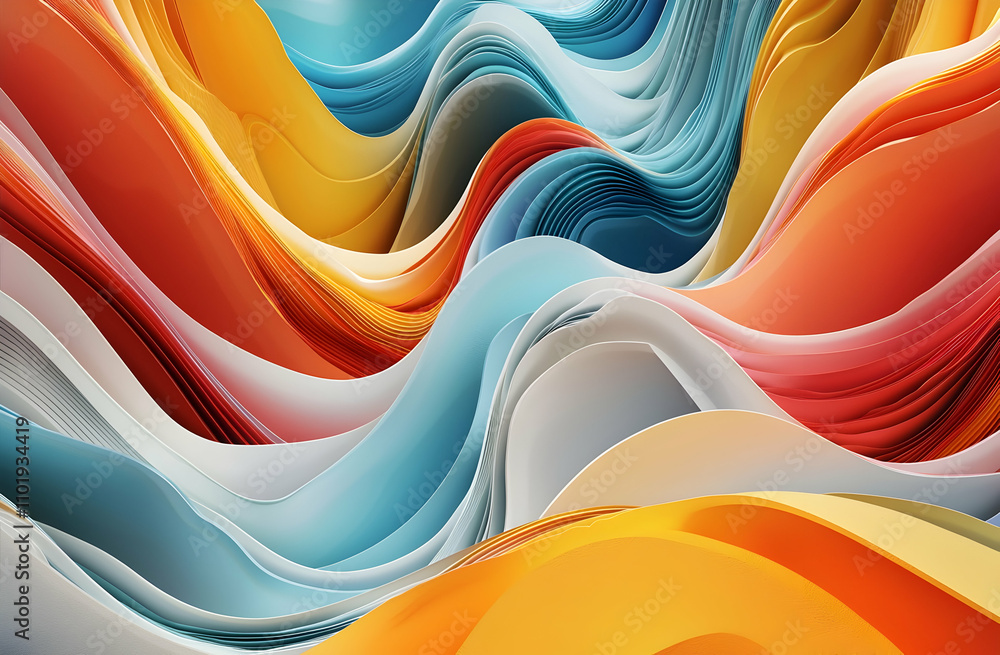 Poster colorful abstract background with wavy lines and waves. abstract wallpaper design concept.