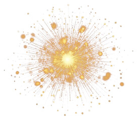 Obraz premium A gold fireworks celebration lighting up the night sky during a festive holiday event, PNG, isolated on transparent background