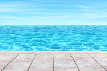 Naklejka premium A realistic depiction of an infinity pool with a clean aqua surface, blending seamlessly into the horizon