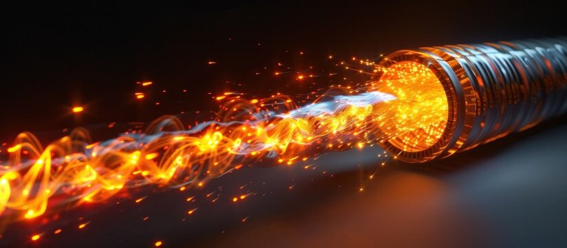 Powerful burst of fiery energy radiating with intense passion and dynamism capturing the captivating and vivid essence of unbridled combustion and pyrotechnic forces in motion