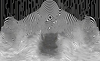 A modern seamless pattern featuring wavy and swirled brush strokes, enhanced with bold curved lines and squiggles as decorative elements.