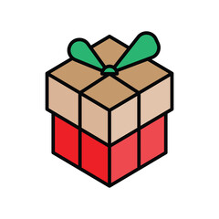 Winter gift icon, vector illustration, filled style, best used for web