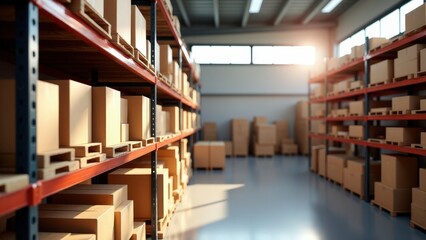 Obraz premium A natural light-filled warehouse mockup perfect for logistics branding