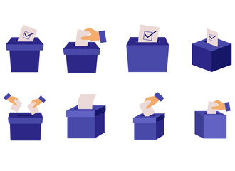 Vote Ballot Box Illustration SET