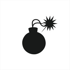 bomb with a burning fuse flat vector, Cartoon bomb with burning fuse, Bomb icon. A bomb with a burning wick